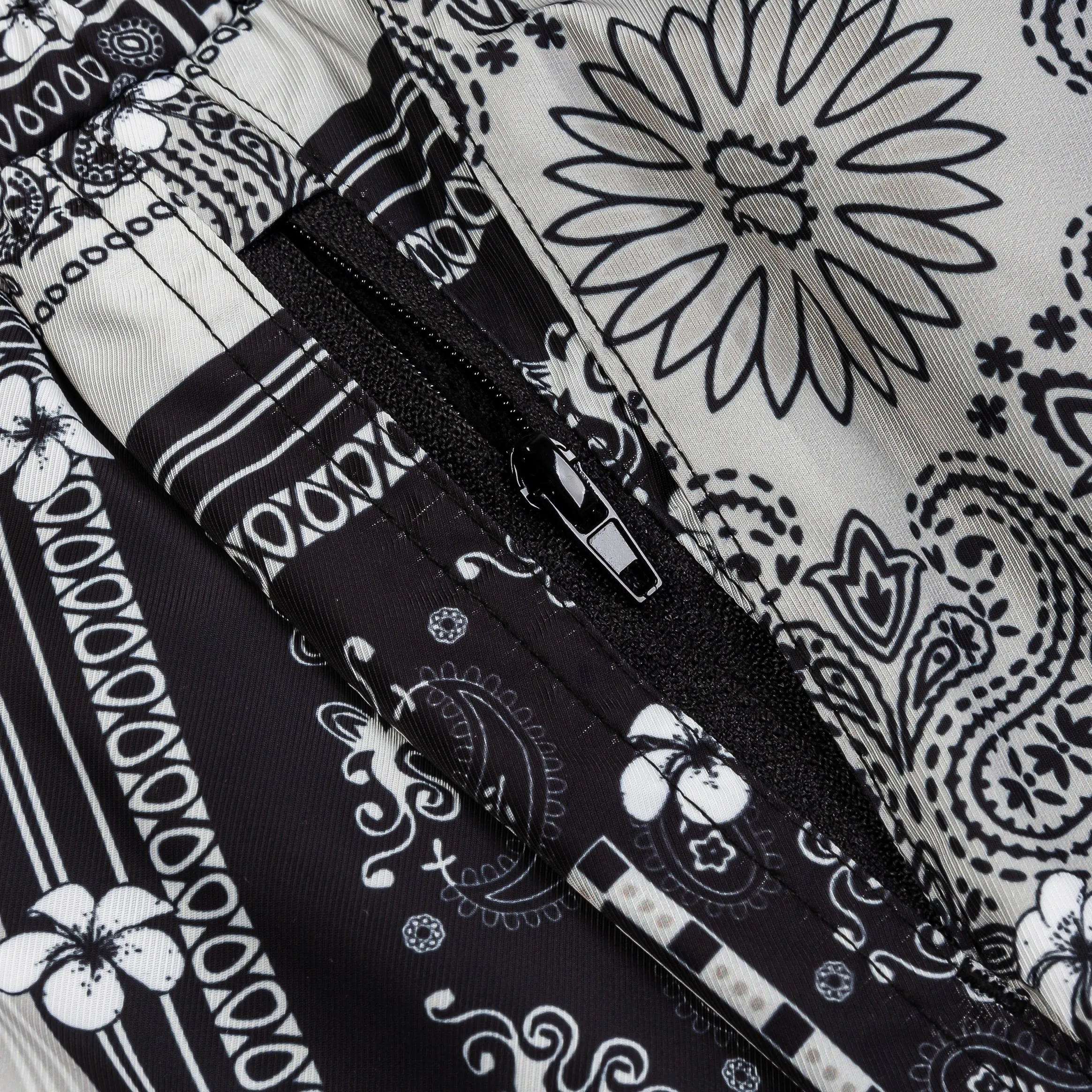 Plumeria Paisley Hybrid Mens Shorts (Black/Grey)