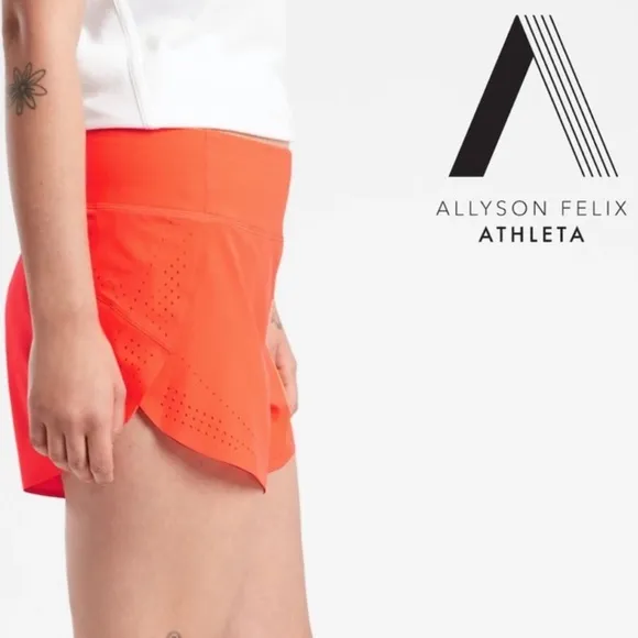 PLUS Athleta X Allyson Felix NEW Legend Run With It Neon Hor Orange Shorts 1X 3X