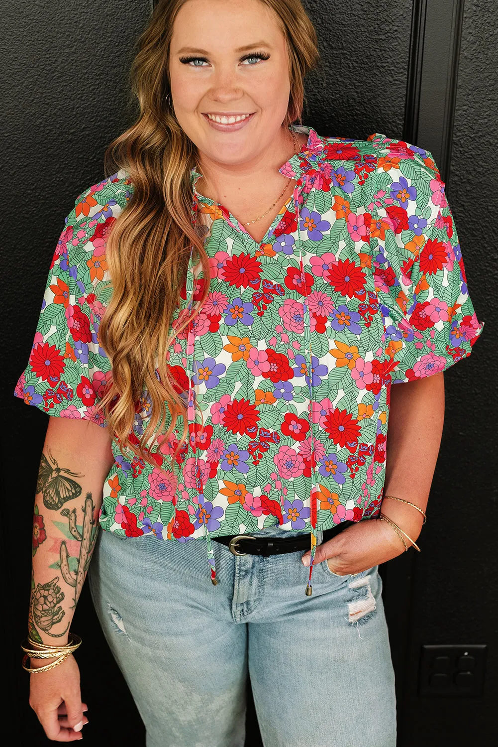 Plus Size Floral Blouse