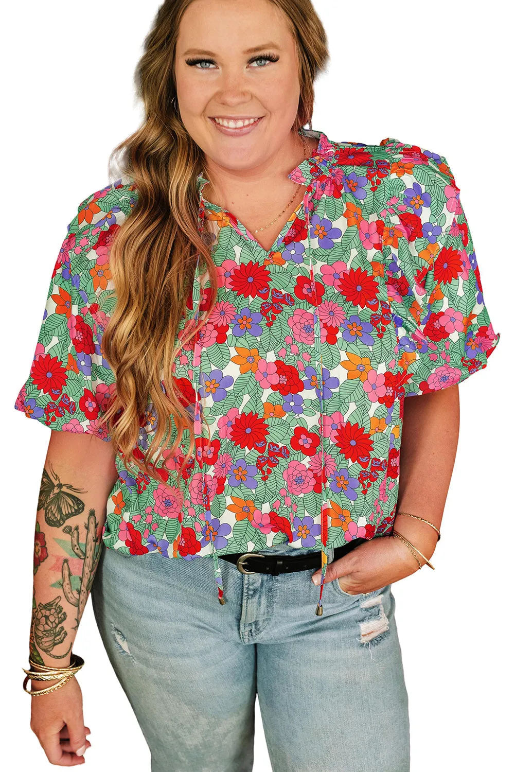 Plus Size Floral Blouse