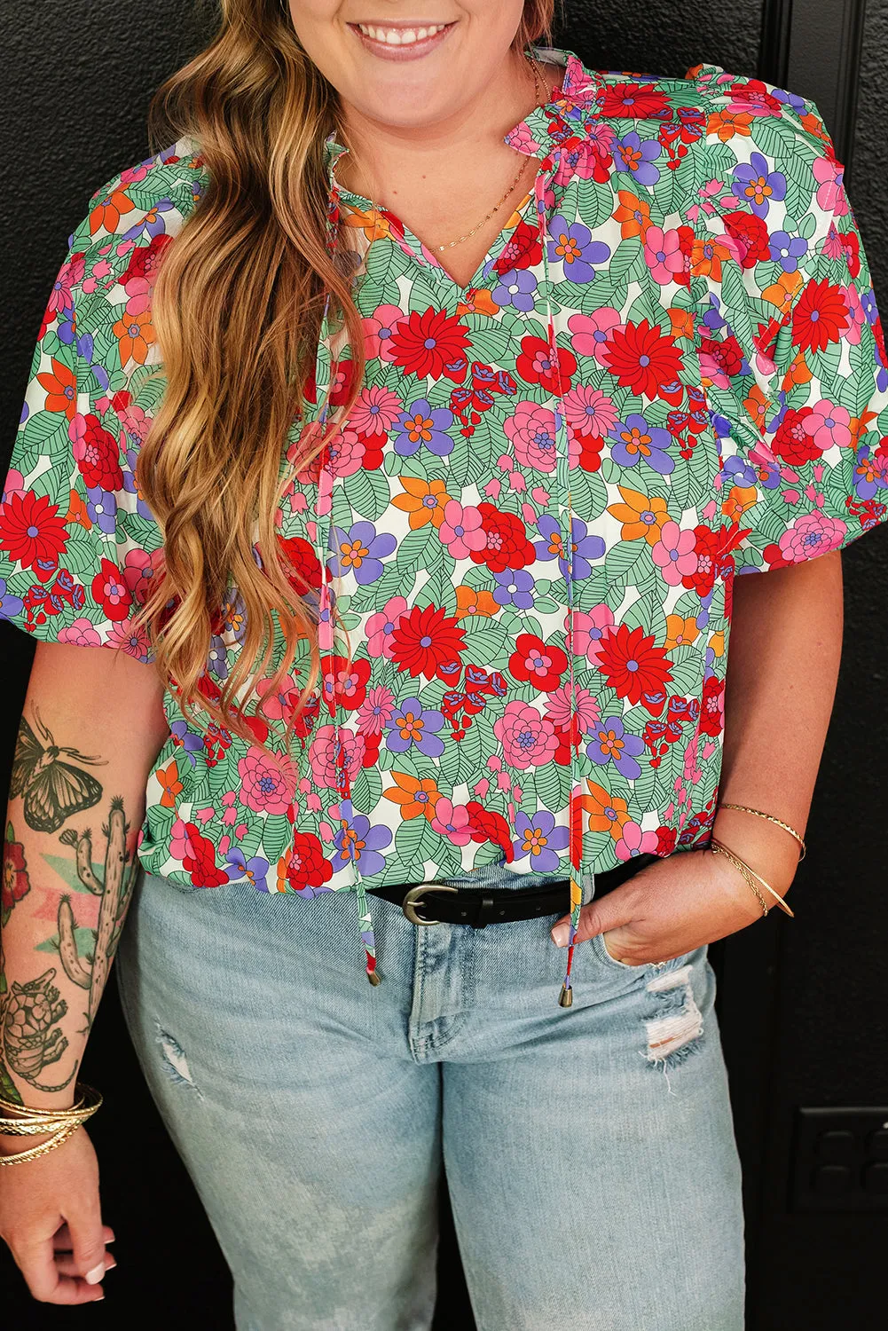 Plus Size Floral Blouse