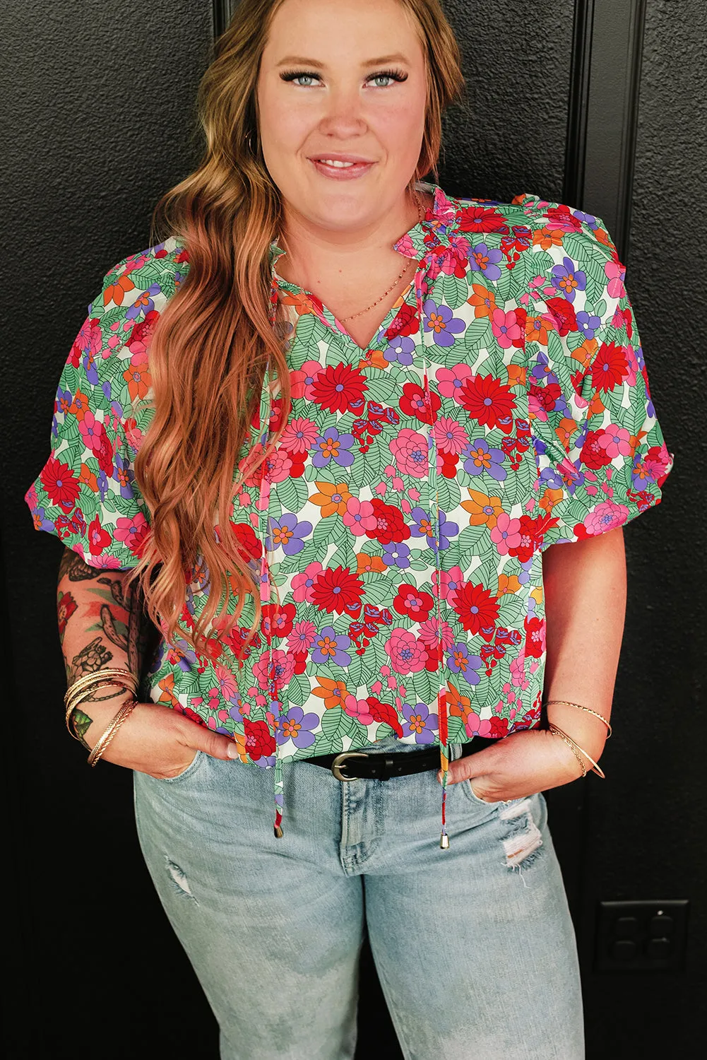 Plus Size Floral Blouse