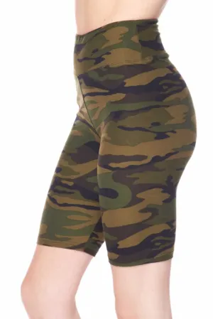 Plus Size Premium Biker Short - Green Camouflage