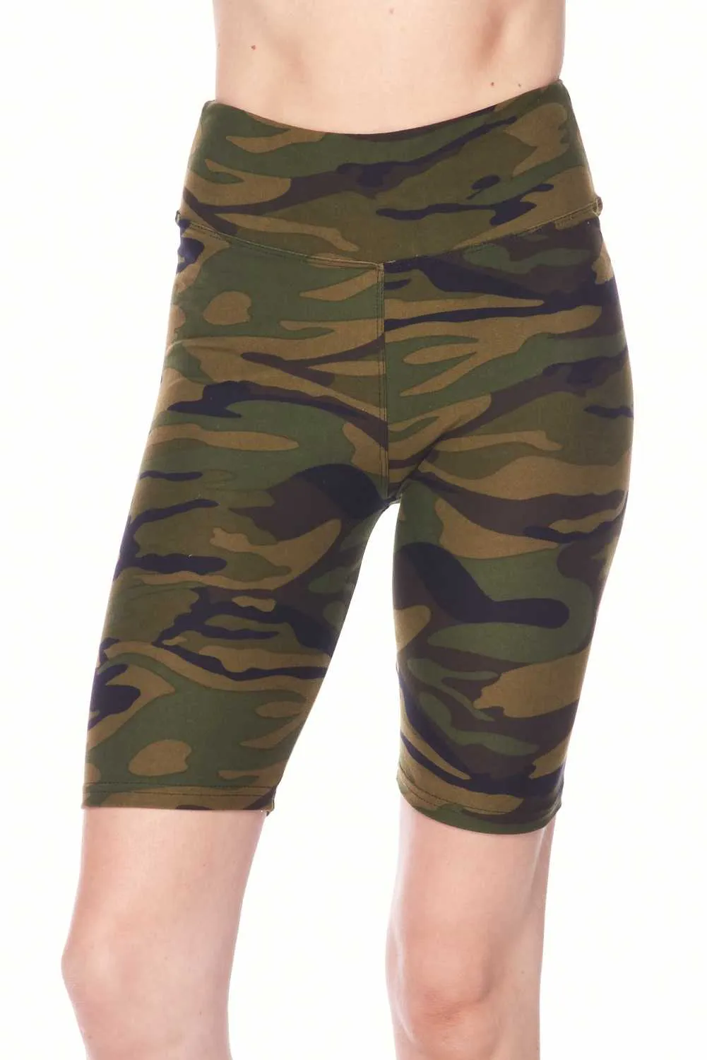 Plus Size Premium Biker Short - Green Camouflage