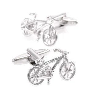 Polished Steel Bicycle-Shaped Cufflinks