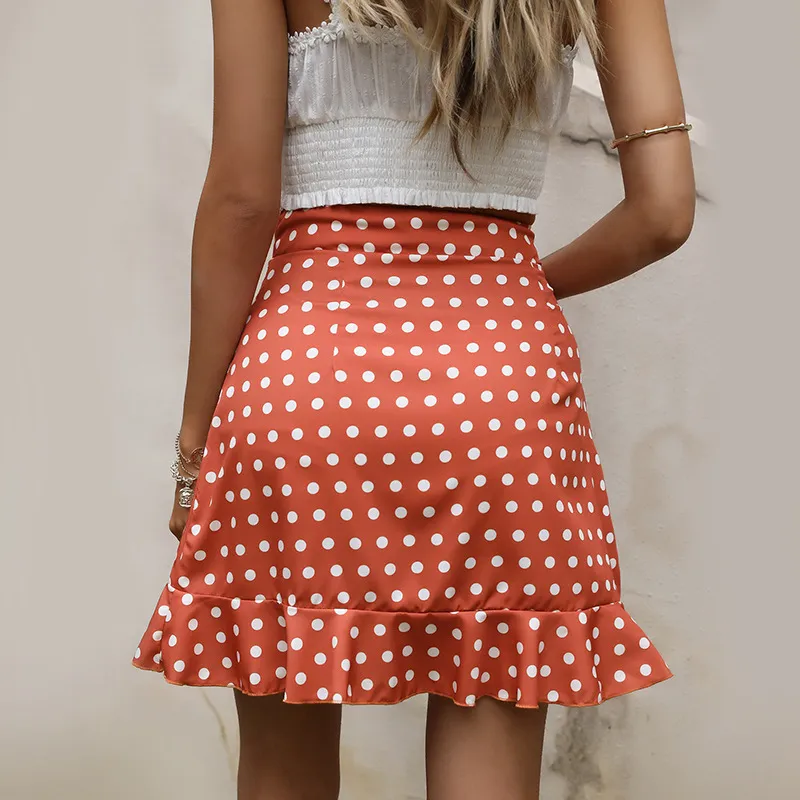 Polka Dot High Waist Ruffled Mini Skirt