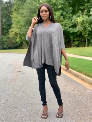 Poncho Sleeve Shirt | Charcoal - FINAL SALE