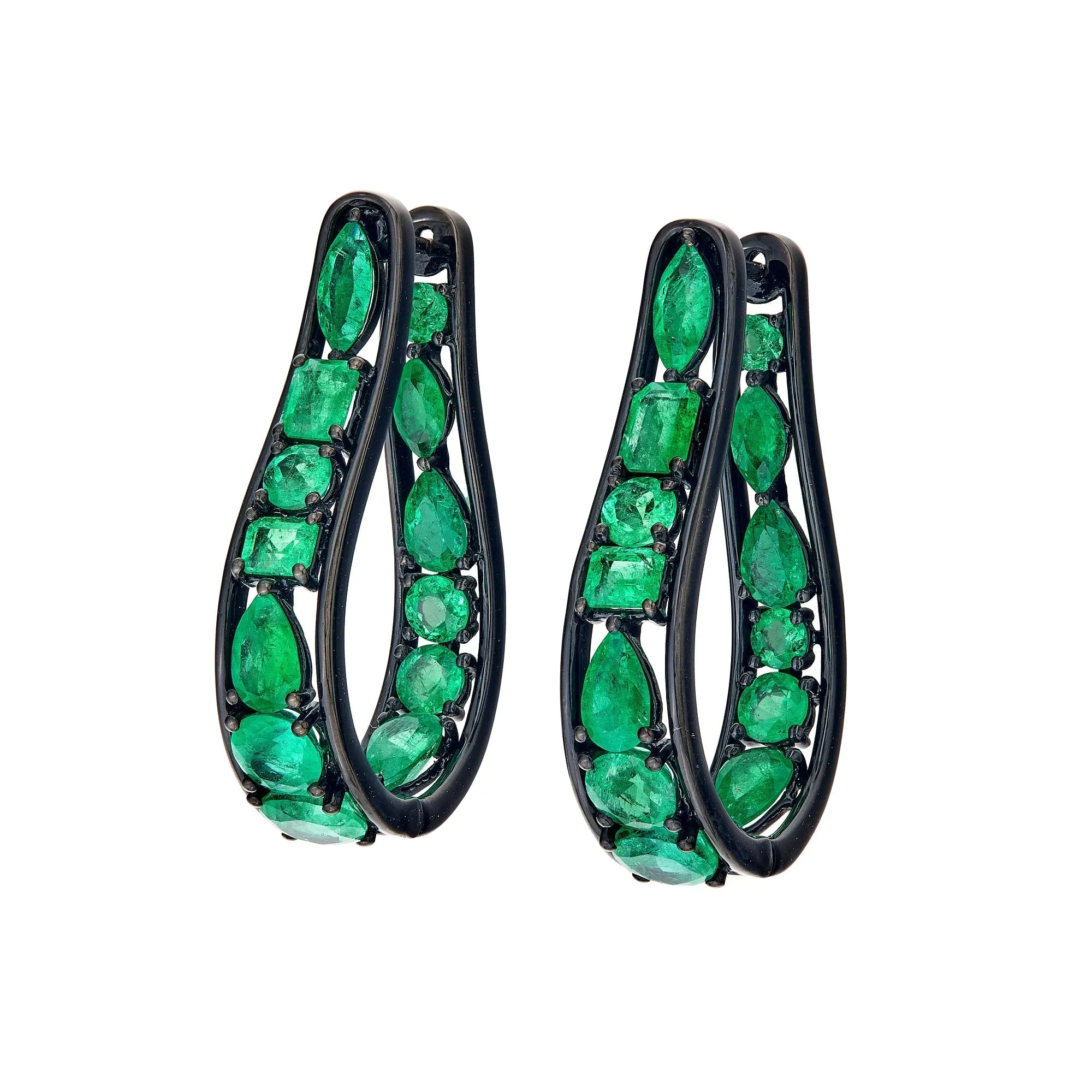 Poplar Hoop Emerald Earrings