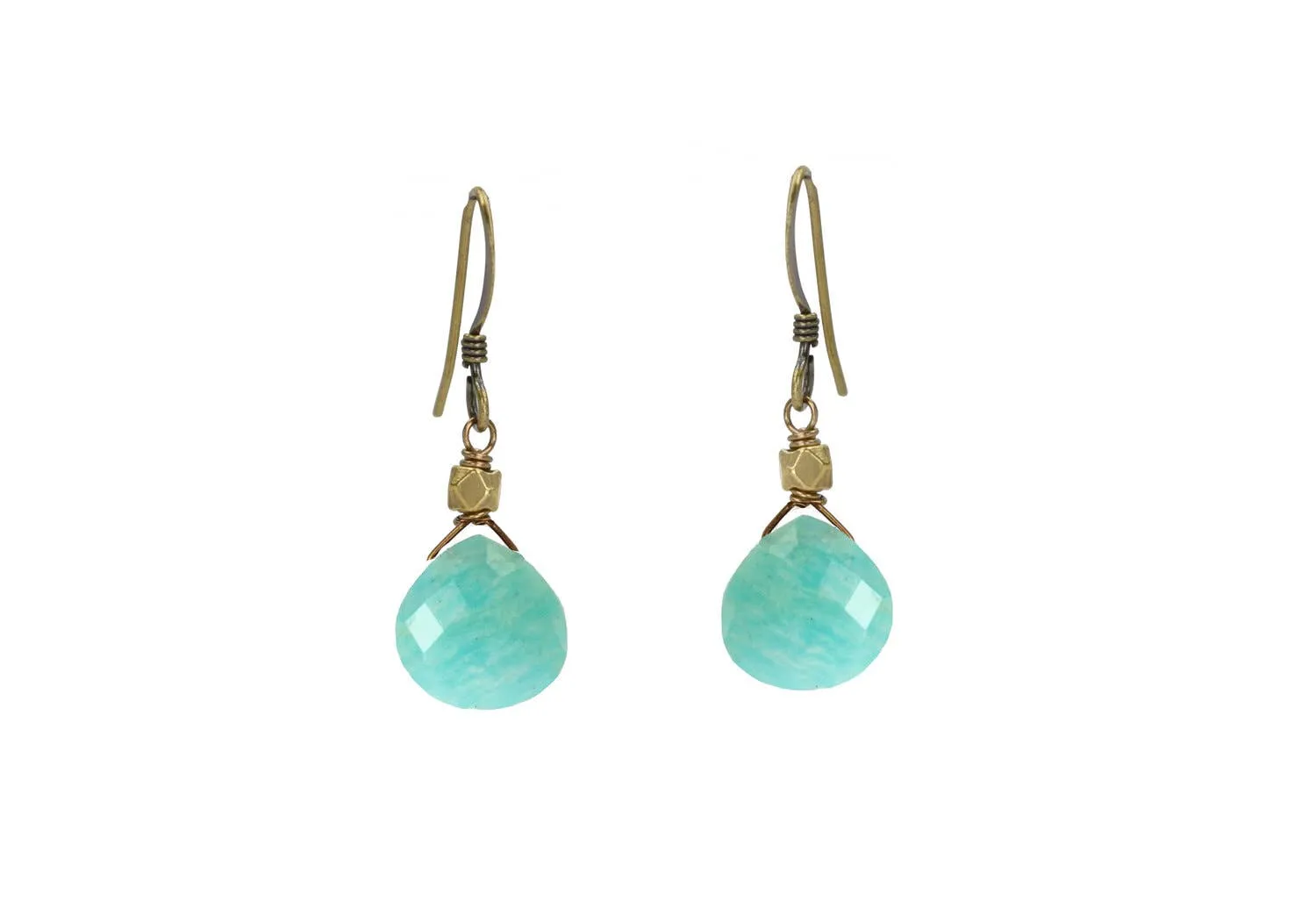 Powder Blue Amazonite Stone Teardrop Earrings