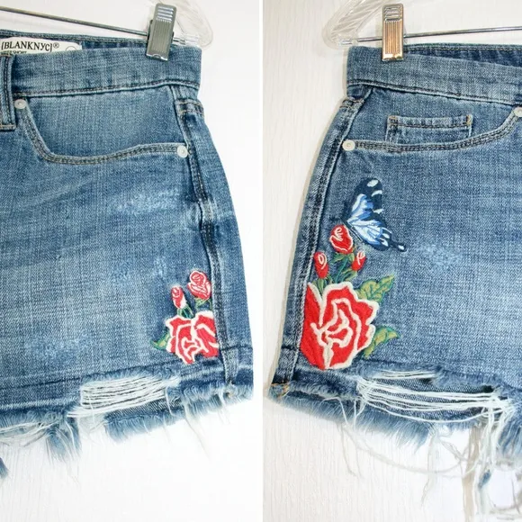 ⚡PRICE DROP⚡Flower Embroidered Destroyed Short NWT