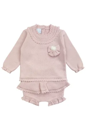 "Aida" Dusky Pink Knit Top & Shorts
