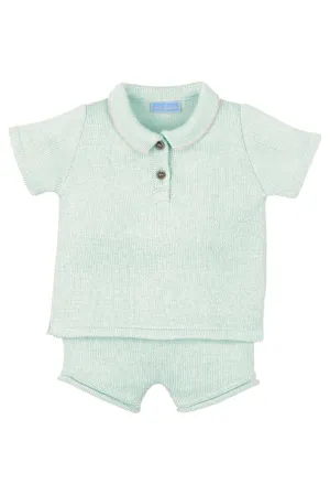 "Franklin" Glacier Green Knit Polo Shirt & Shorts