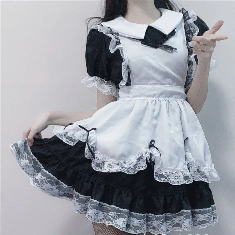 "LOLITA BLACK WHITE LACE BOW MAID" SUIT N050804