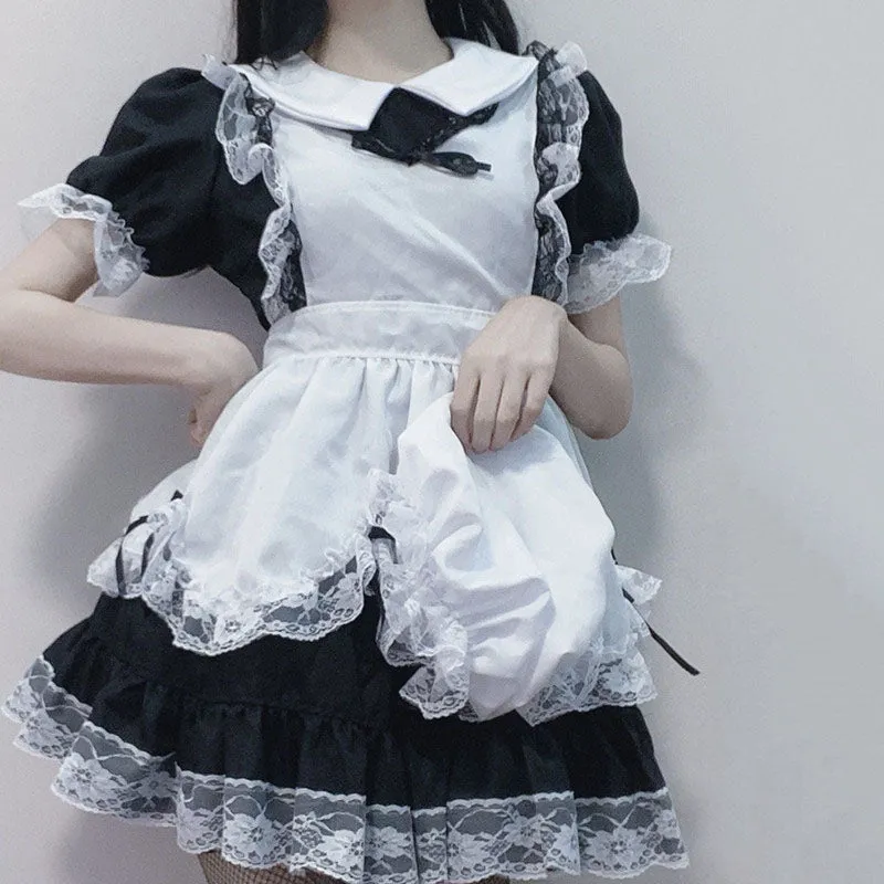 "LOLITA BLACK WHITE LACE BOW MAID" SUIT N050804