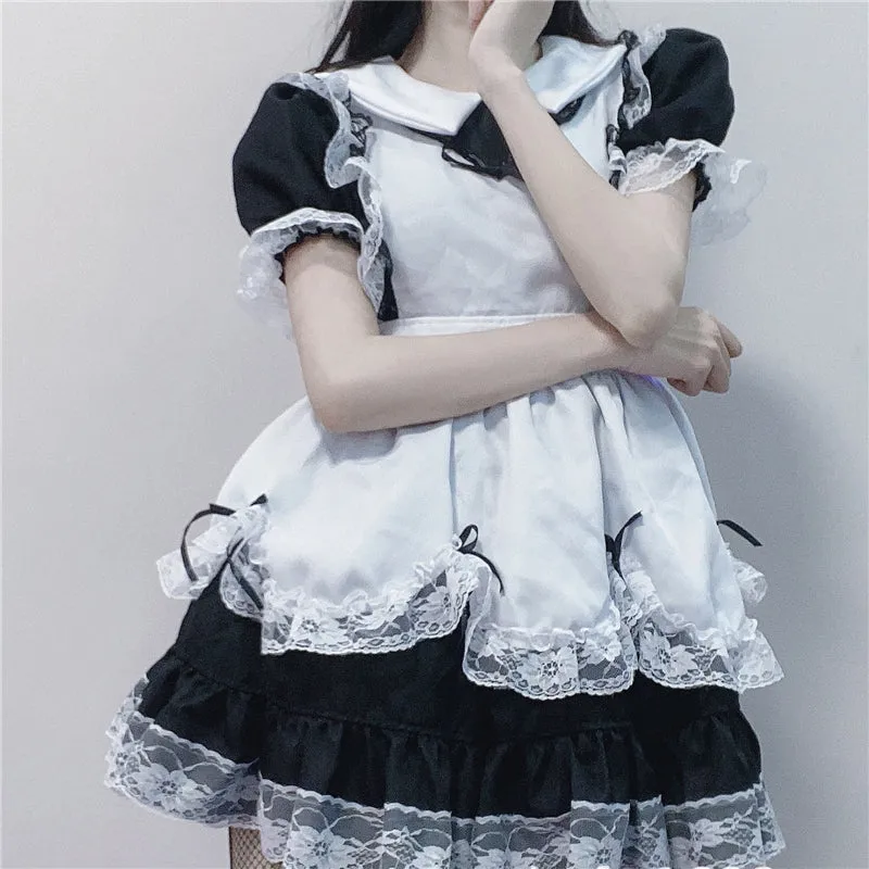 "LOLITA BLACK WHITE LACE BOW MAID" SUIT N050804