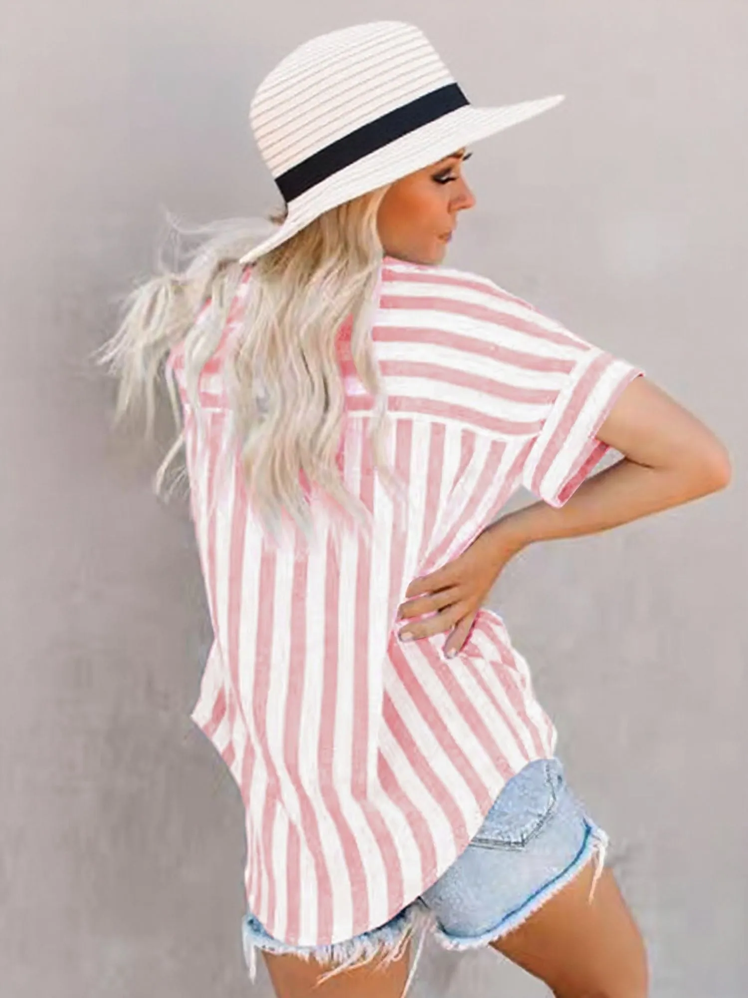 Red Oversized Striped Shirt