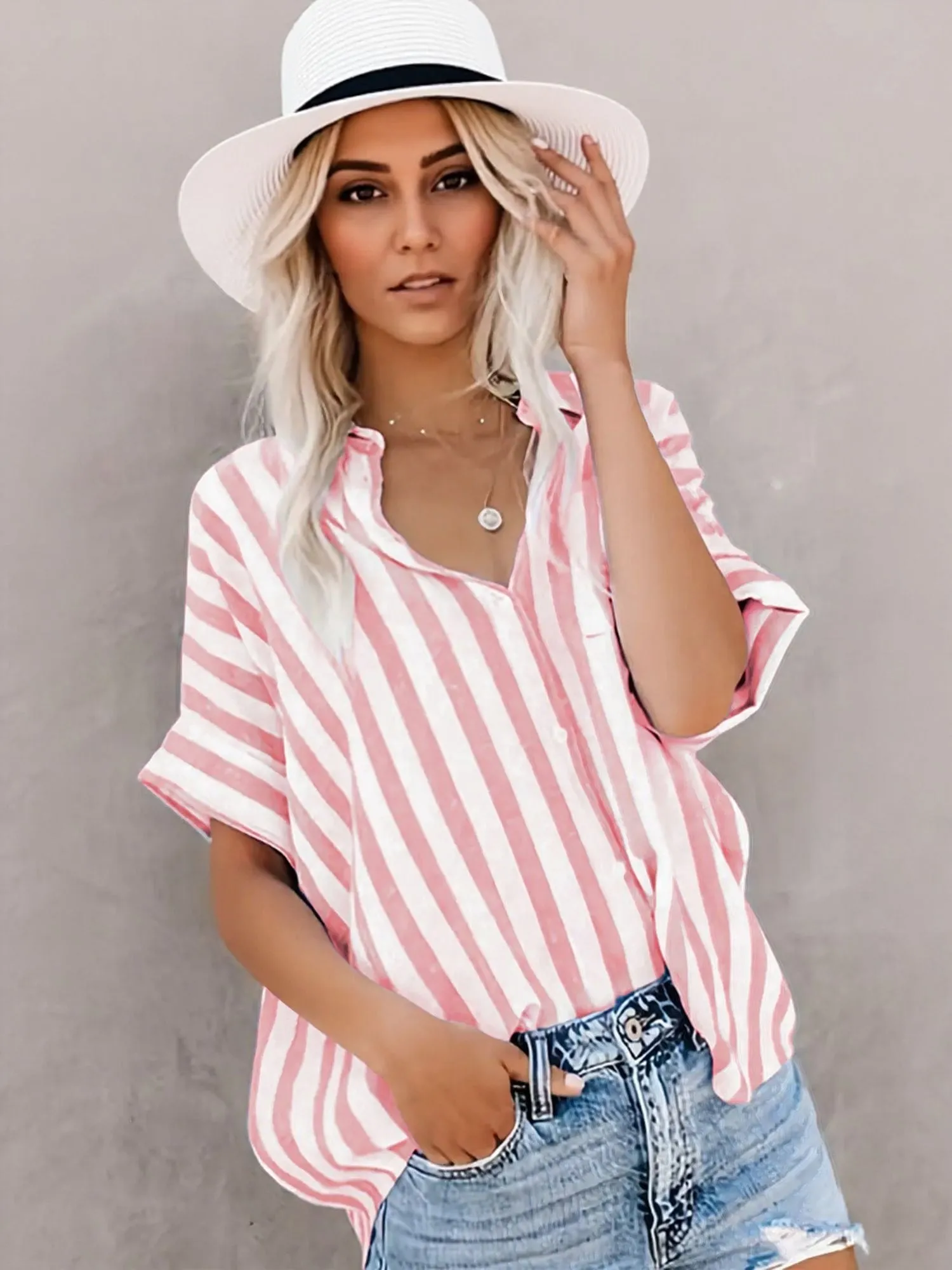 Red Oversized Striped Shirt