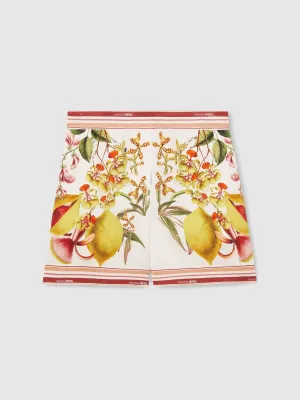 Reiss Reiss | NYBG Satin Floral-Print Shorts in Ivory