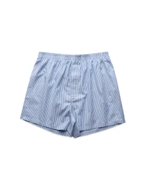 Relaxed Fit Woven Cotton Boxer Shorts - Blue/White