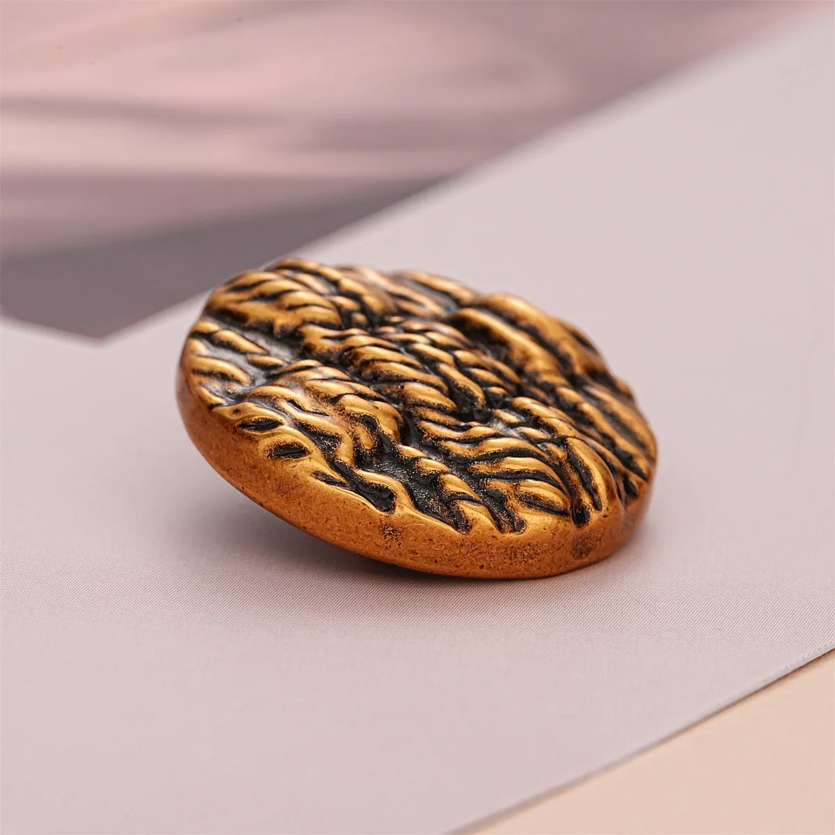 Retro Vertical and Horizontal Striped Texture Round Metal Button 10pcs