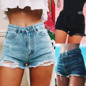 Ripped Frayed Hole Denim Shorts