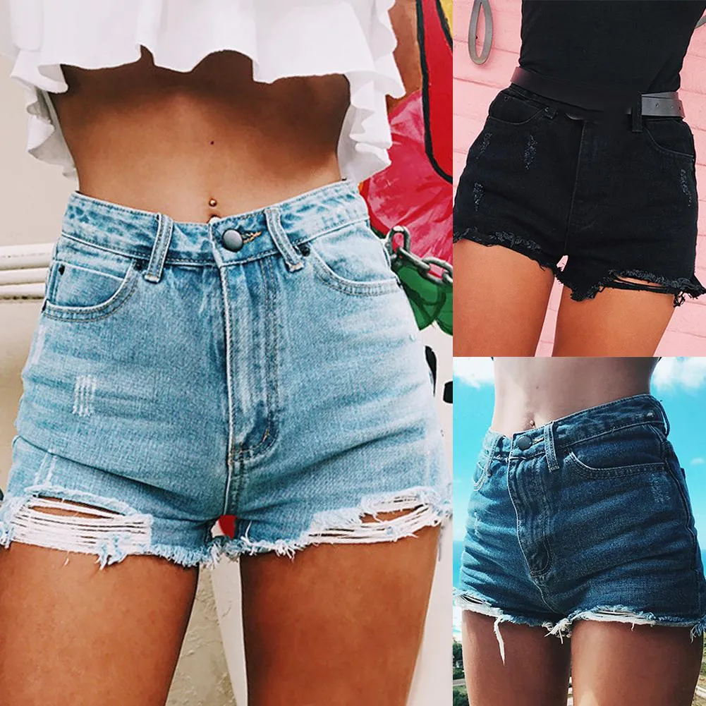 Ripped Frayed Hole Denim Shorts