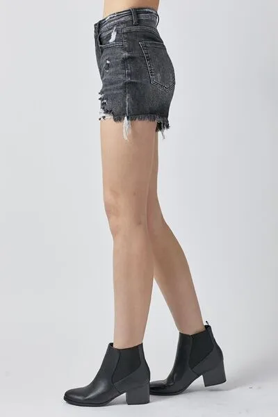 RISEN Full Size High Rise Distressed Denim Shorts ONLINE EXCLUSIVE