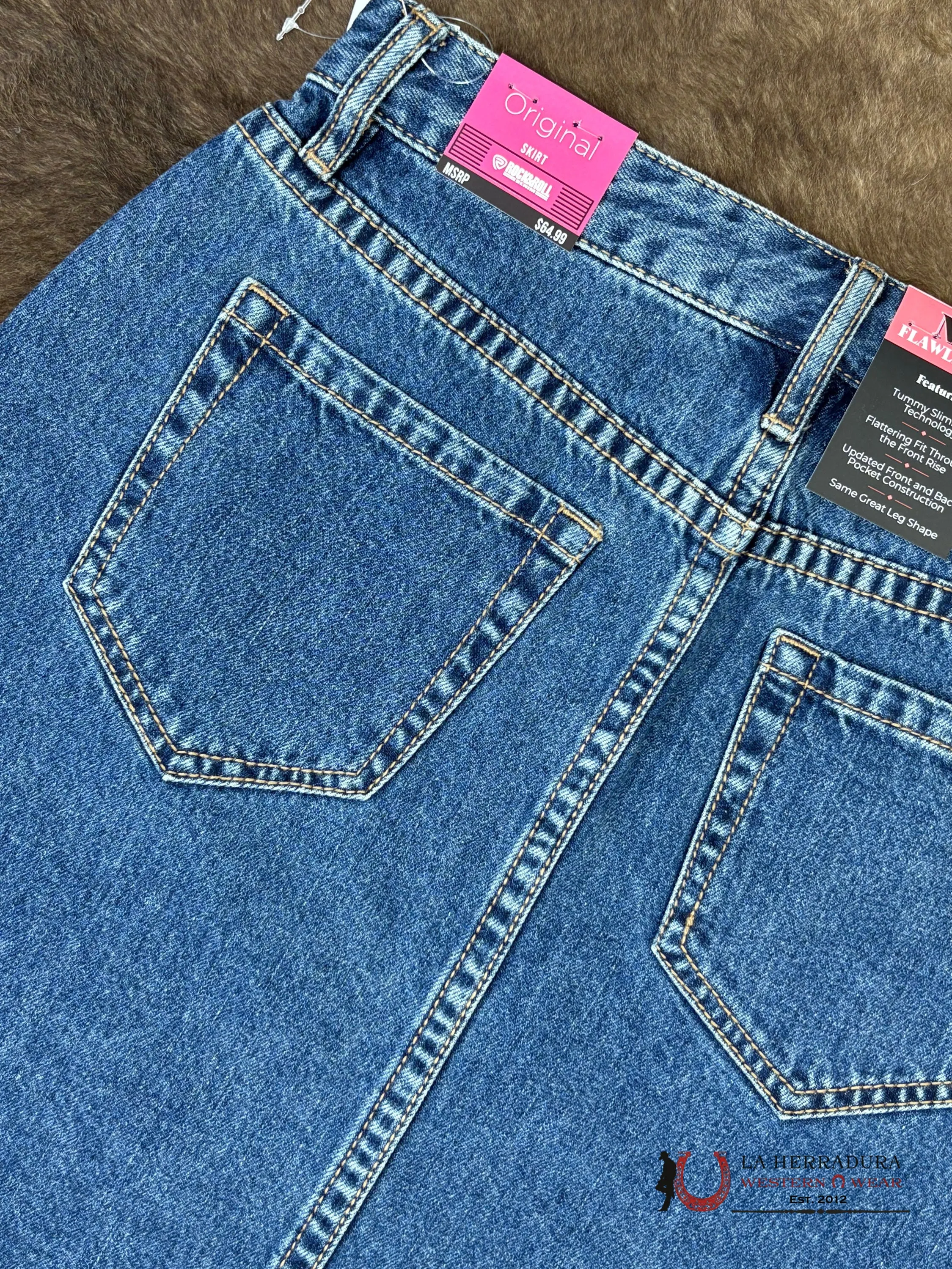 Rock&Roll Medium Wash Studded Skirt Women