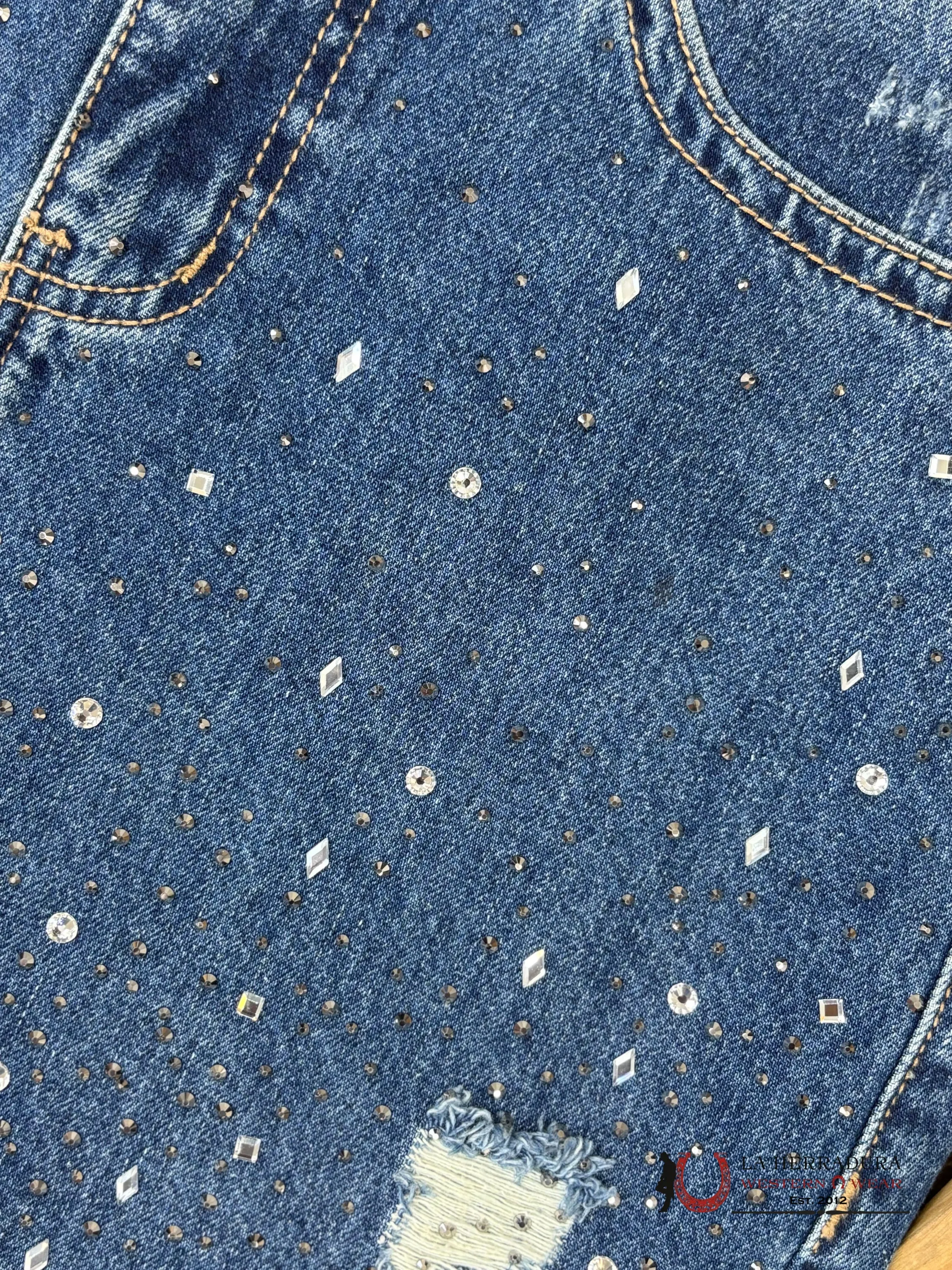 Rock&Roll Medium Wash Studded Skirt Women