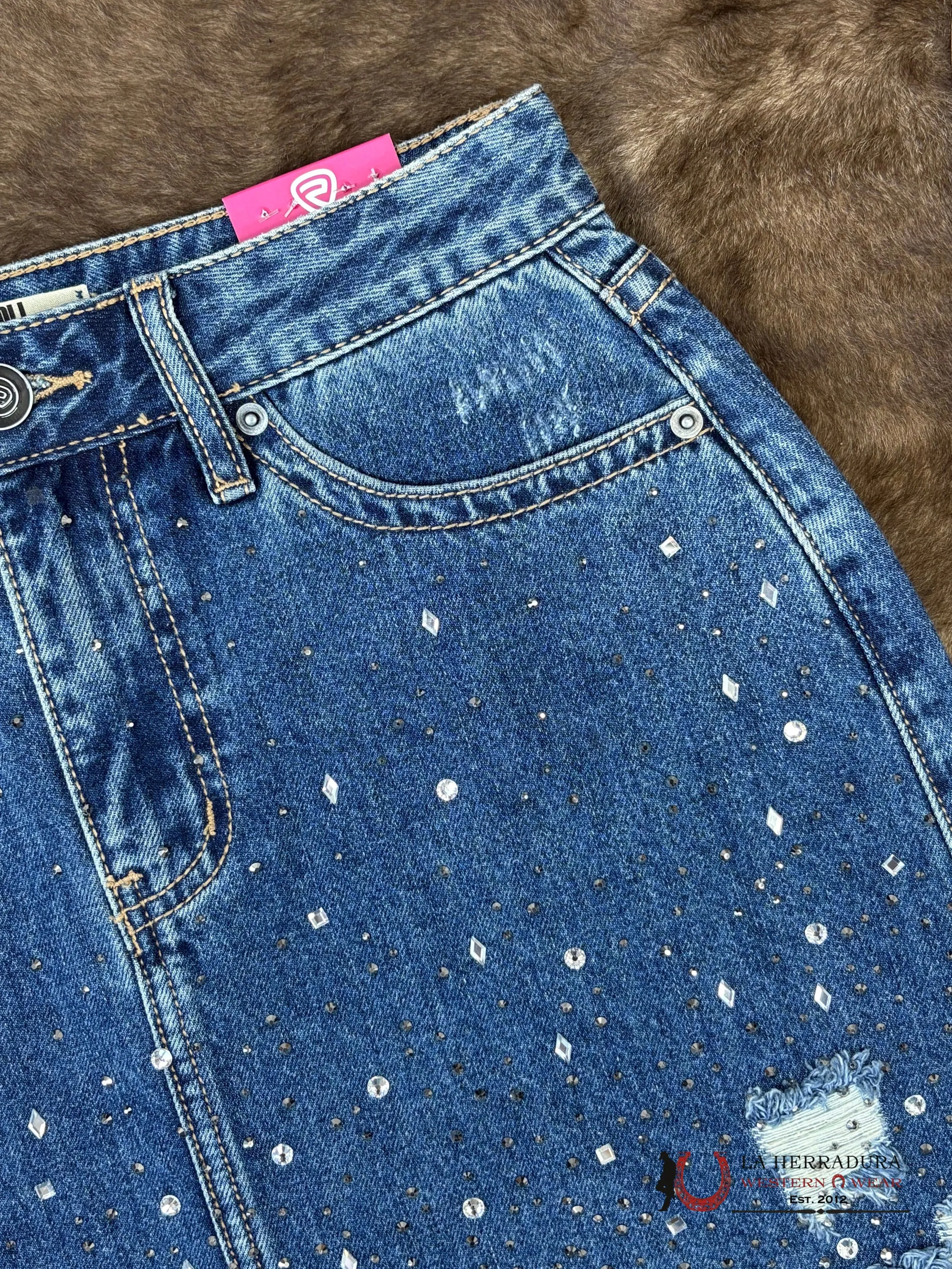 Rock&Roll Medium Wash Studded Skirt Women