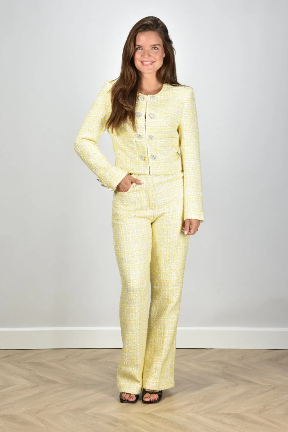 Rotate jack Boucle Cropped 112772-1895 pastel yellow