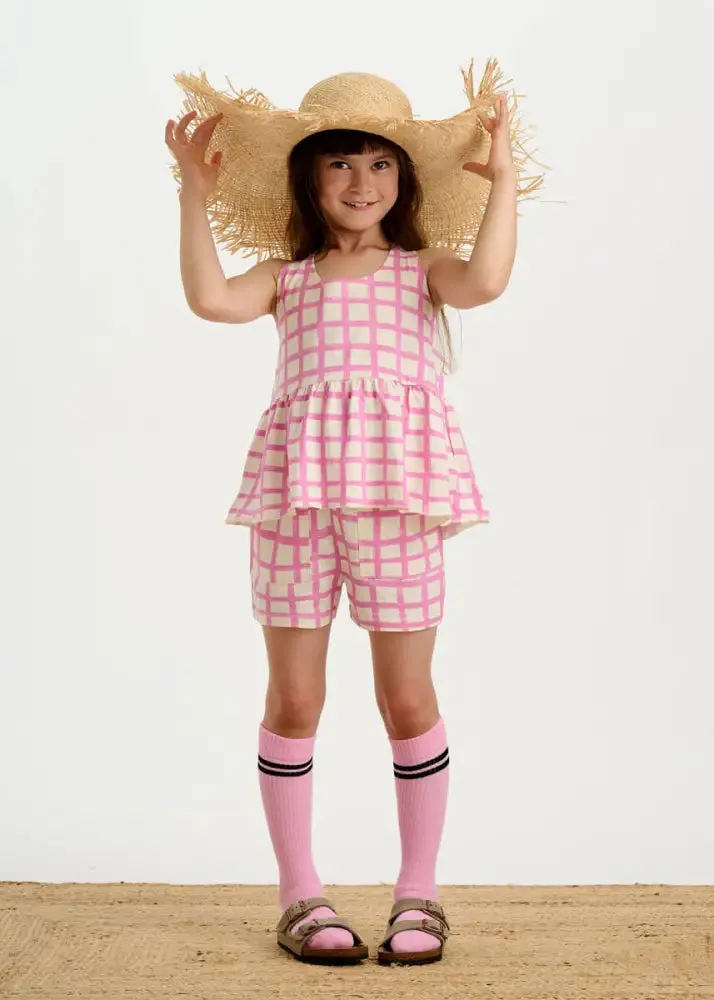 Sailor - Pink Checker Jersey Baby & Kids Shorts