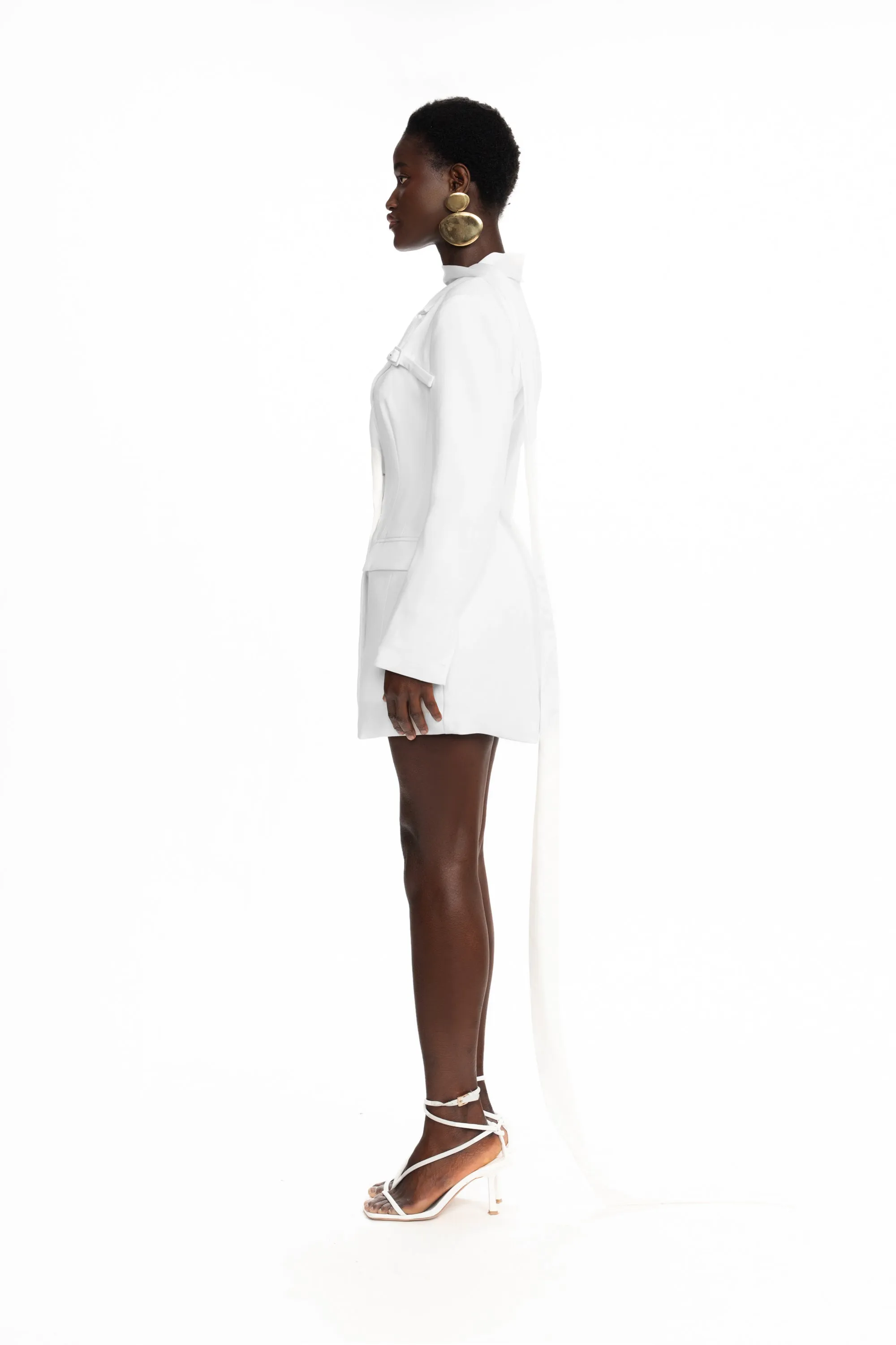SAMPLE SALE Halter Hourglass Blazer Dress - White