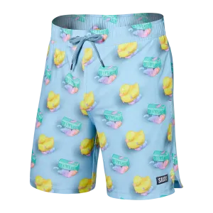 Saxx Mens Oh Buoy Stretch Volley 7" Swim Short - Fresh N' Clean - Blue