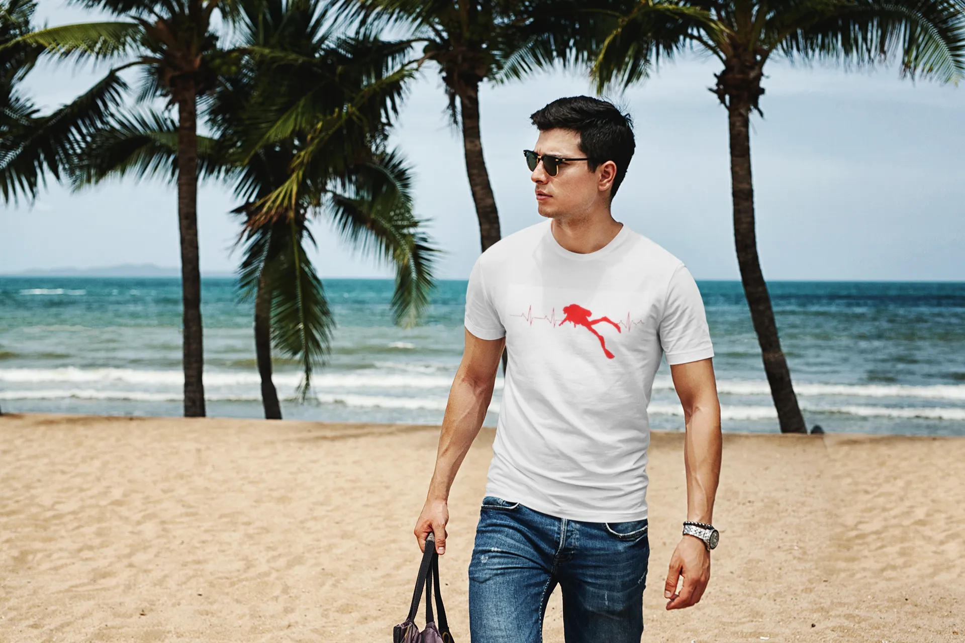 Scuba diving T-Shirt Man | Scuba Dive Heart Beat