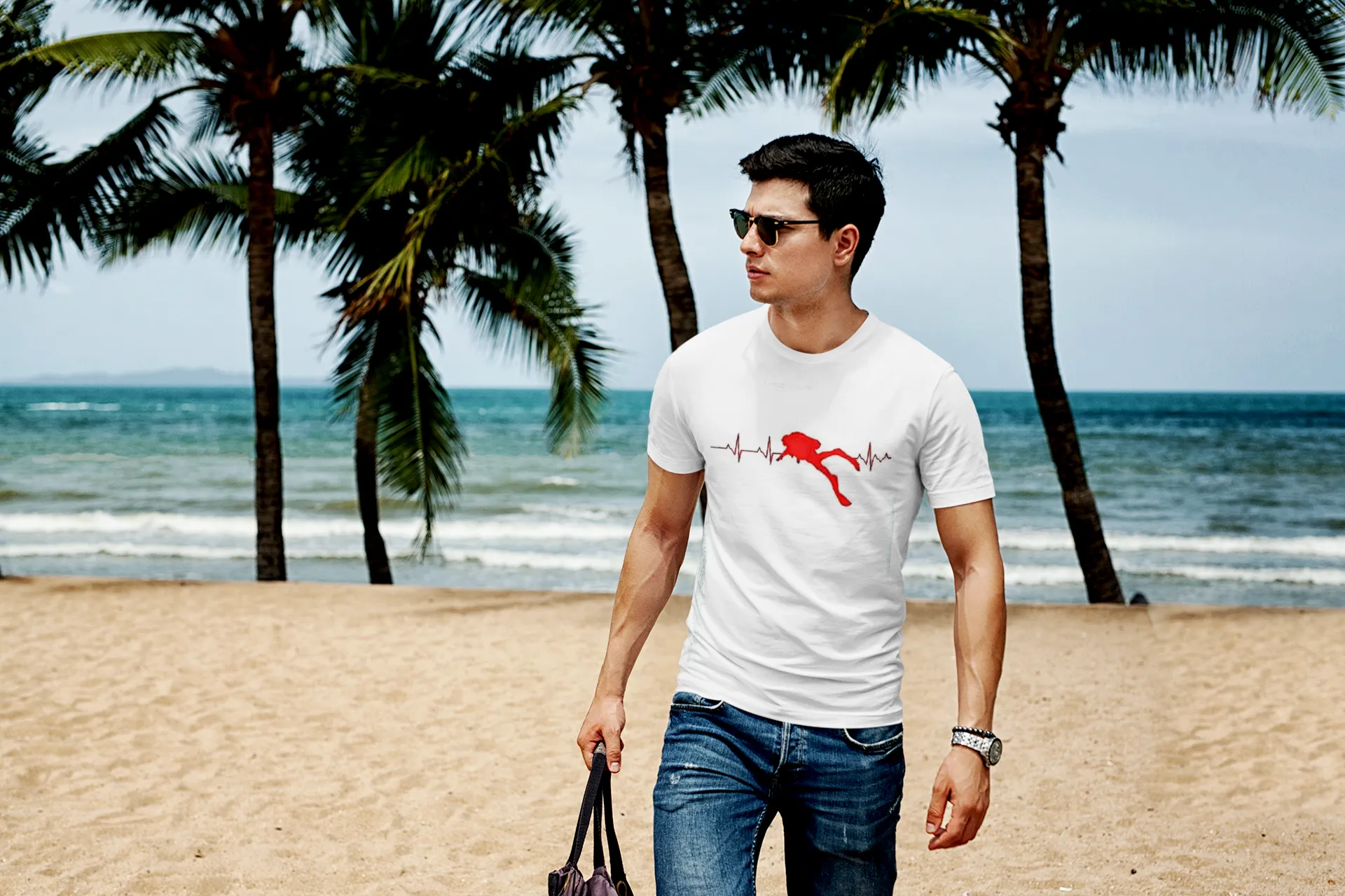Scuba diving T-Shirt Man | Scuba Dive Heart Beat