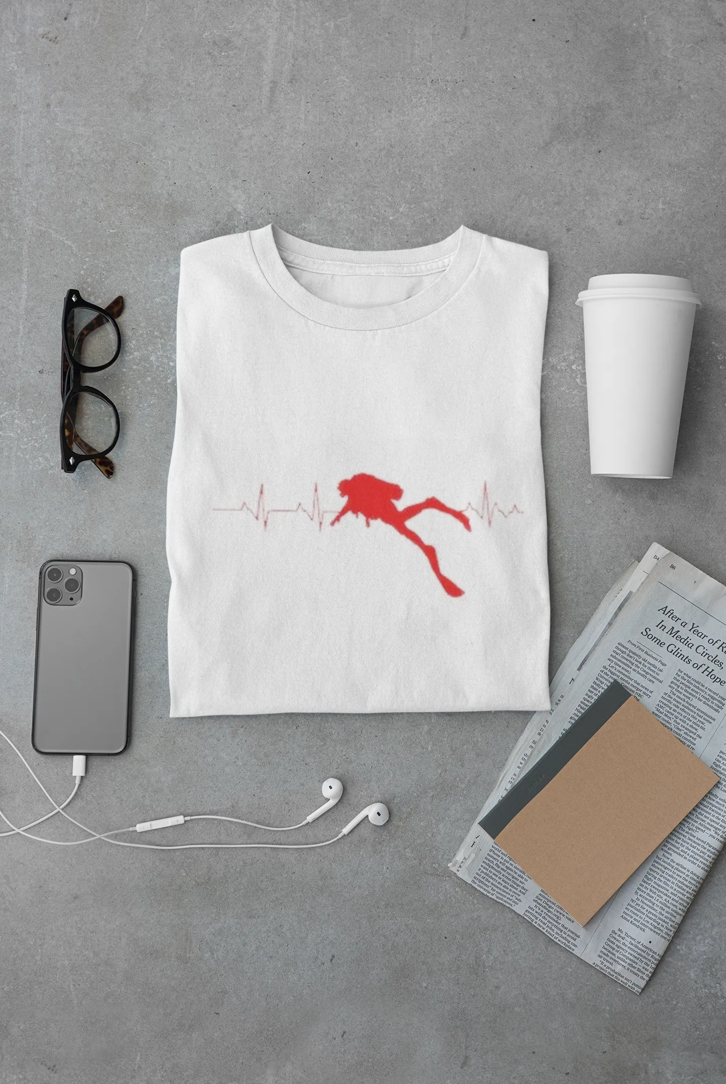 Scuba diving T-Shirt Man | Scuba Dive Heart Beat