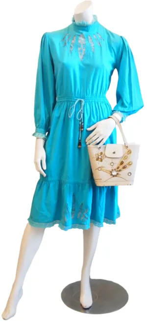 SEA GREEN W EDGY CUTOUT FRONT VINTAGE DRESS