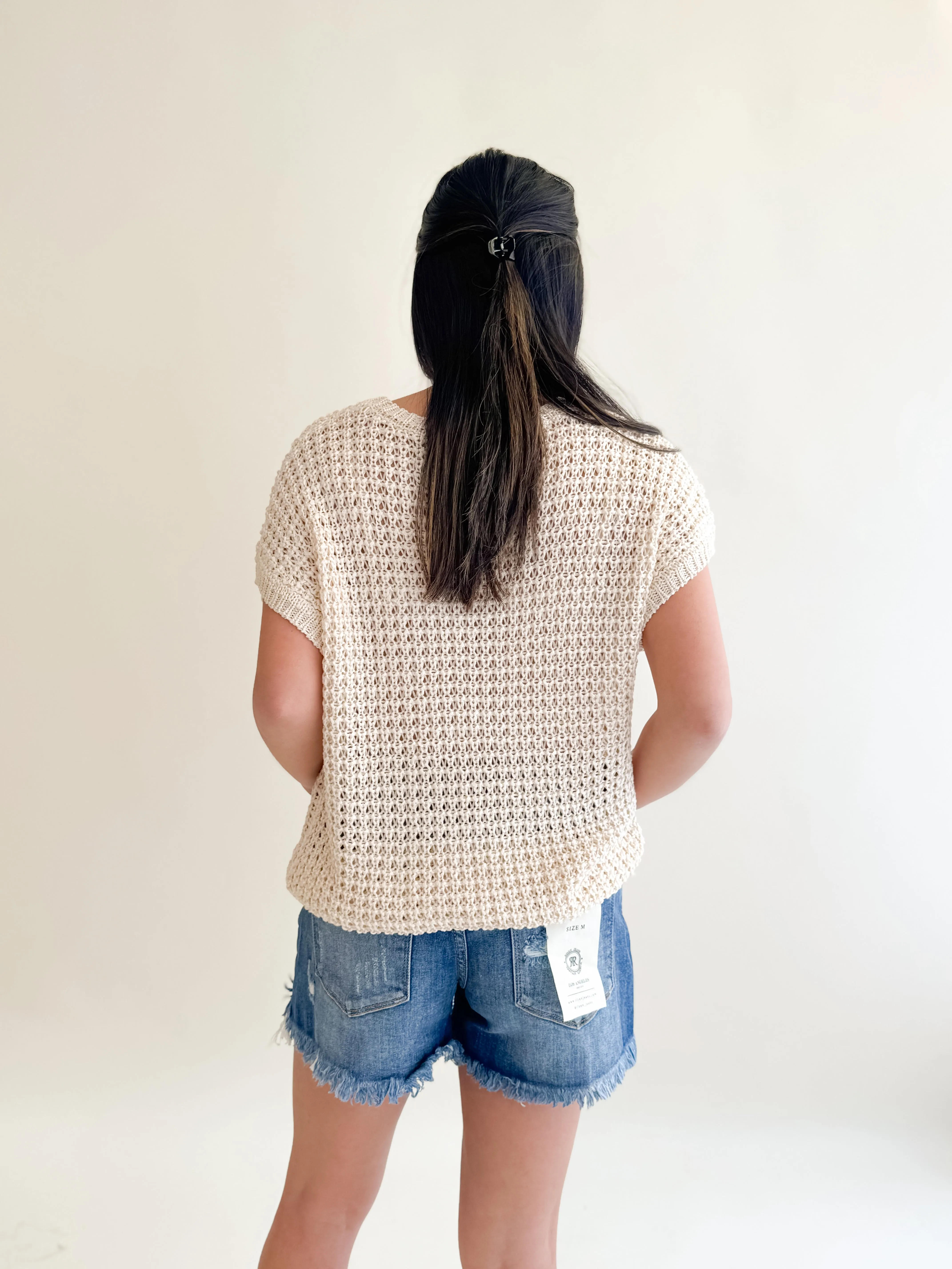 Shark Bite Destroyed Denim Shorts
