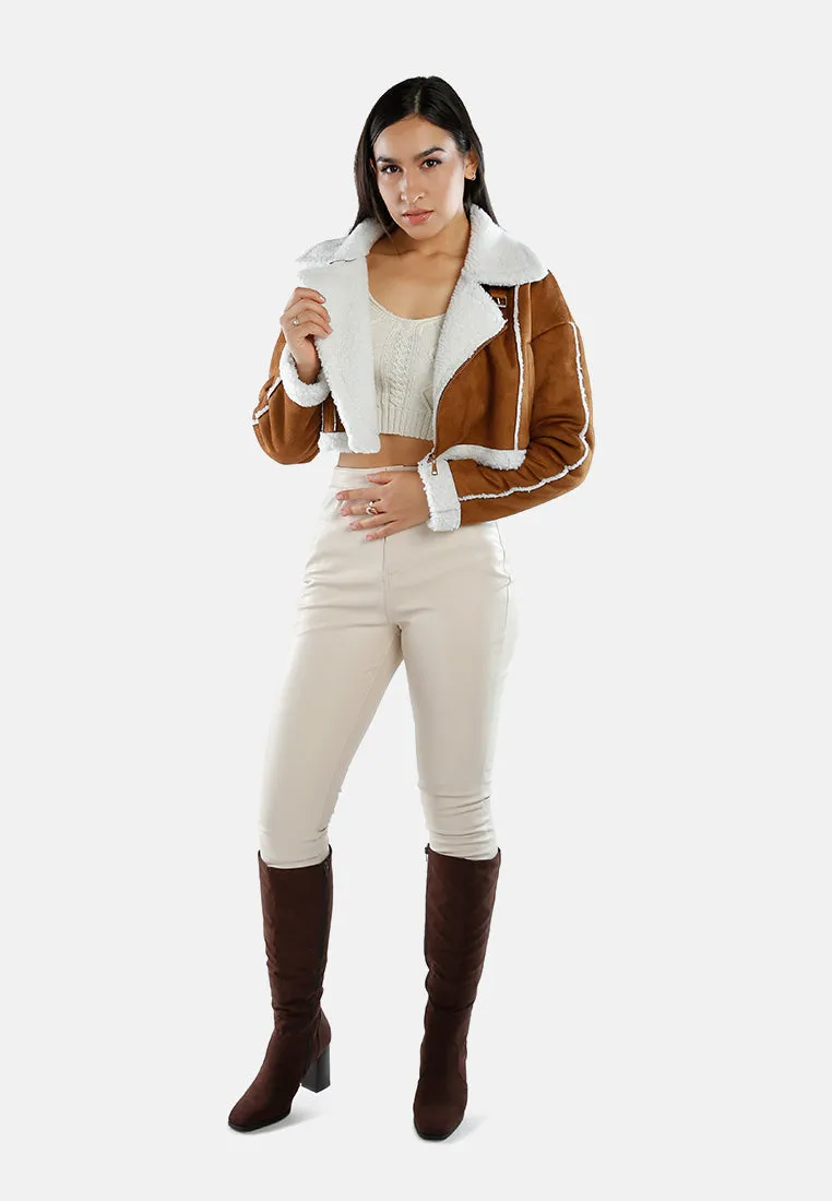 Shearling Lined Cropped Jacket