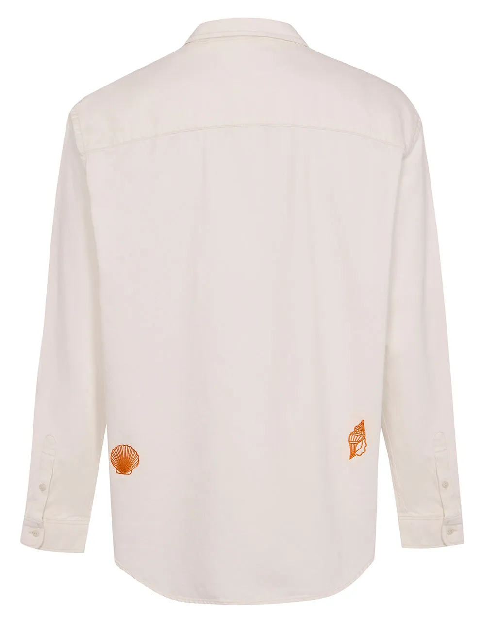 Shell Embroidered Organic Cotton Shirt Ecru