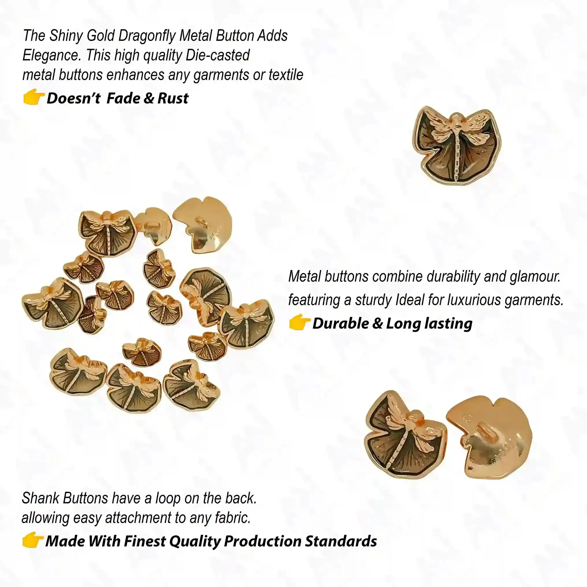Shiny Gold 12mm & 18mm Shirt Buttons