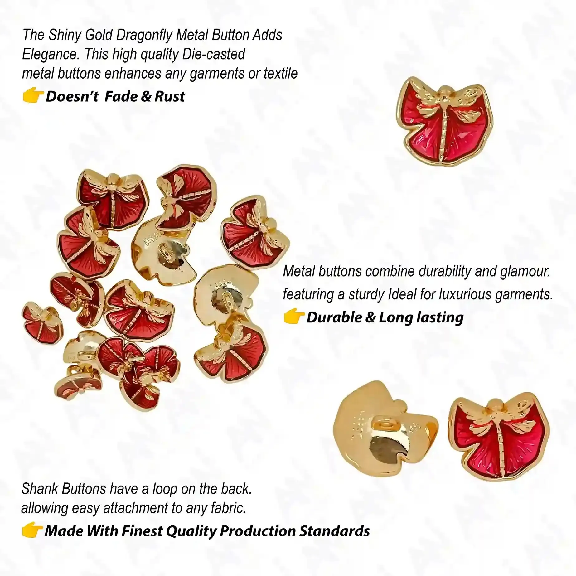 Shiny Gold 12mm & 18mm Shirt Buttons