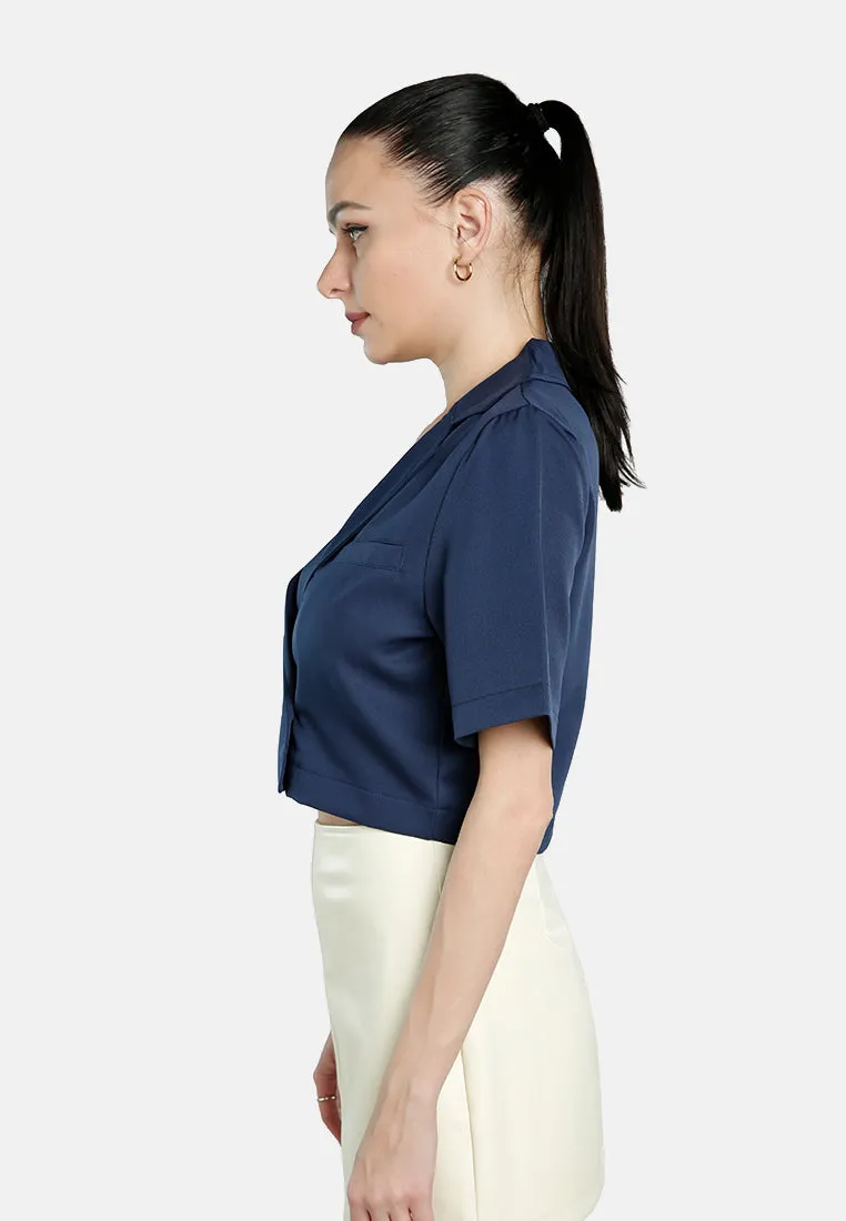 Short Sleeved Cropped Blazer Jacket
