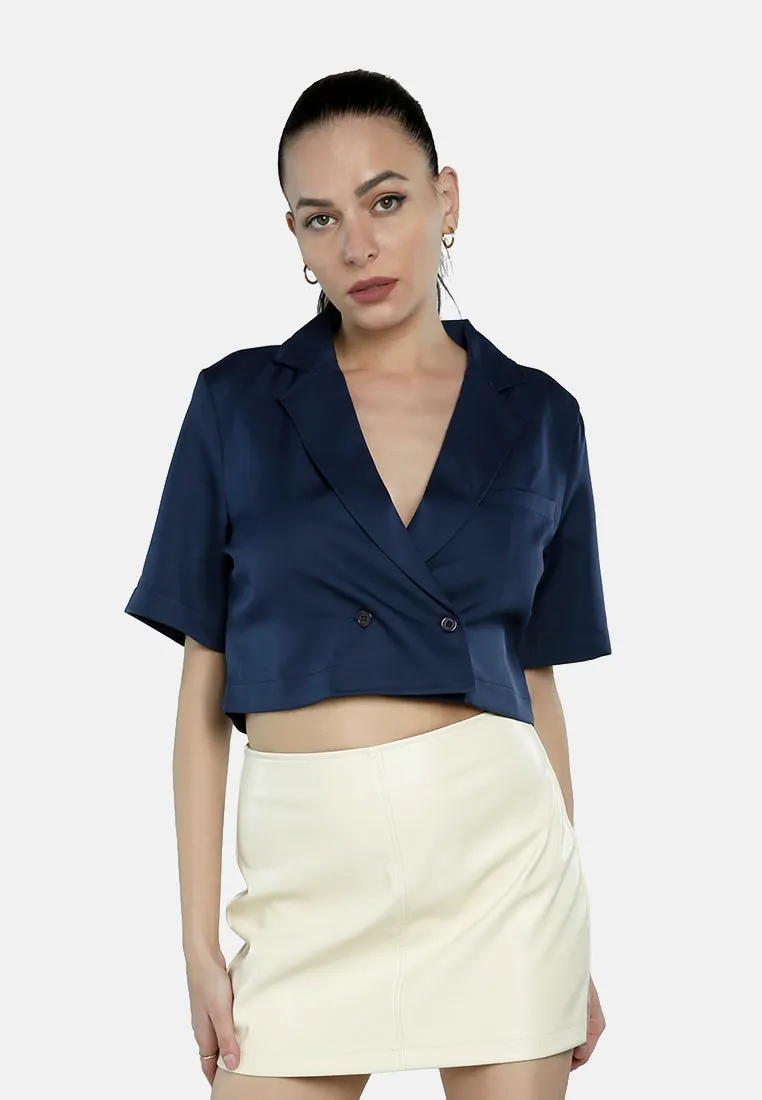 Short Sleeved Cropped Blazer Jacket