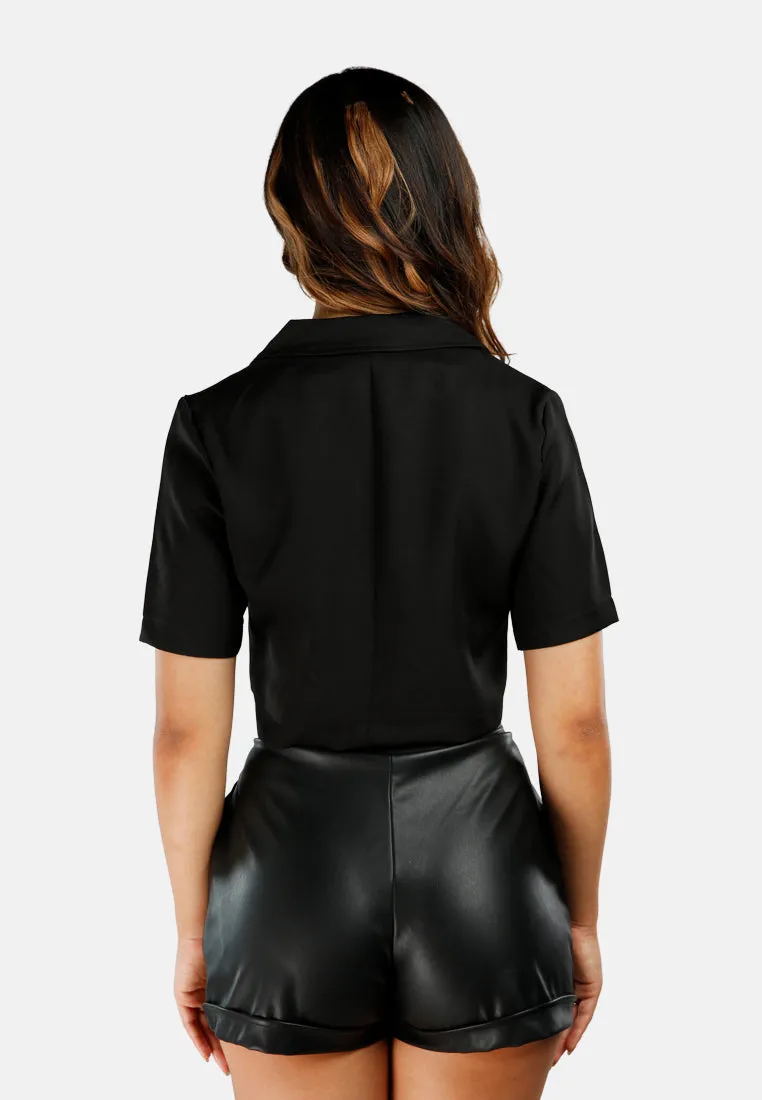 Short Sleeved Cropped Blazer Jacket