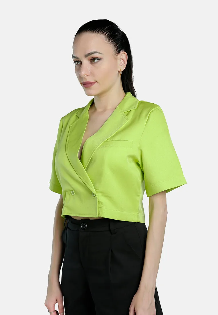 Short Sleeved Cropped Blazer Jacket