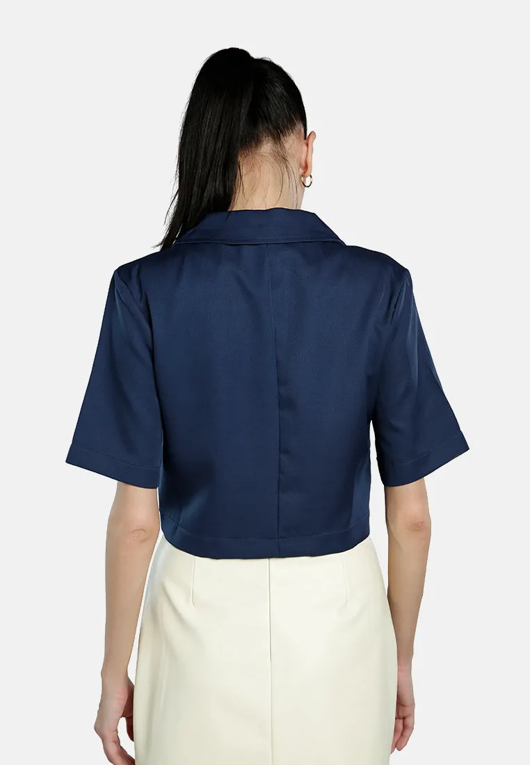 Short Sleeved Cropped Blazer Jacket