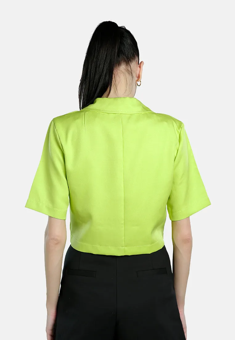 Short Sleeved Cropped Blazer Jacket