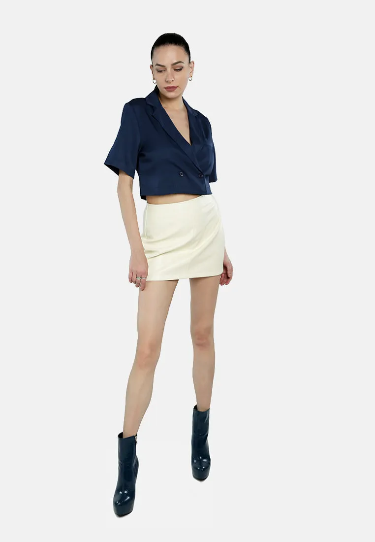 Short Sleeved Cropped Blazer Jacket
